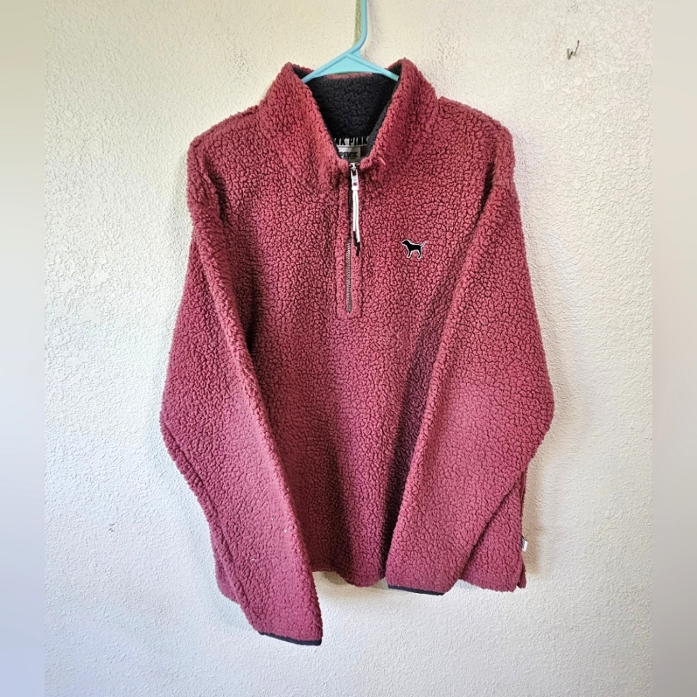 Pink victoria secret large Fleece Teddy Quarter Zip Pullover